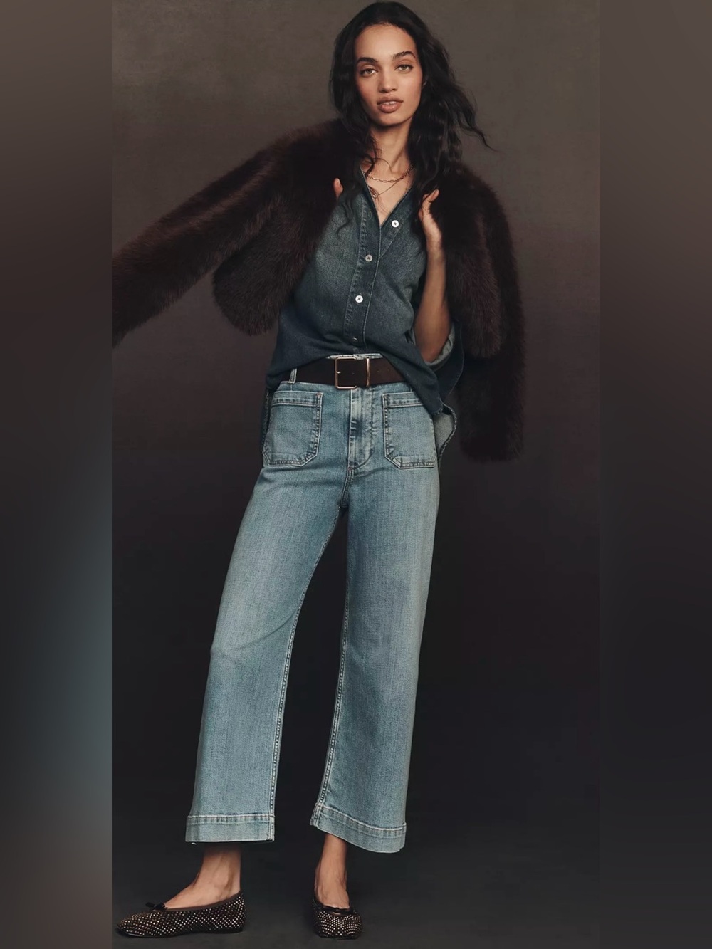 Anthropologie Maeve Colette highrise wide leg cropped jean